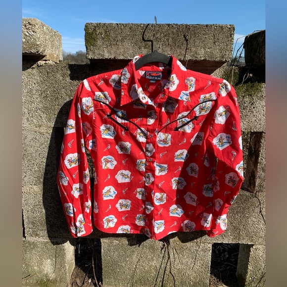 Vintage Western Cowboy / Cowgirl Pearl Snap Shirt- Child’s size Large / Adult XS - Picture 4 of 6